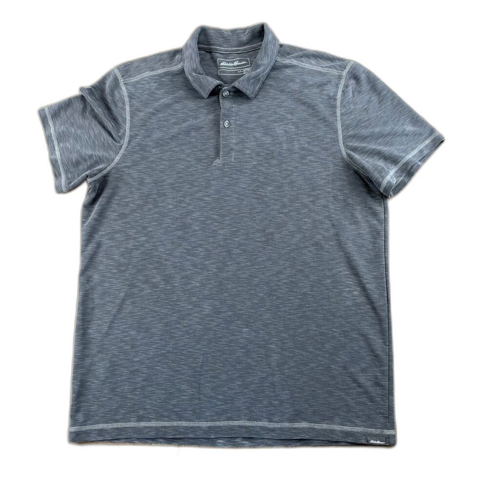 Eddie Bauer Polo Men's Large L Active Gray Tencel Lyocell Blend Golf Shirt